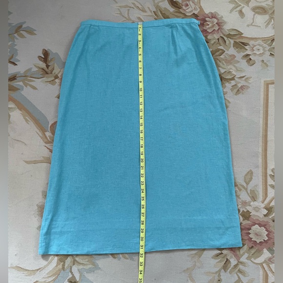 Turquoise aqua linen skirt size 16 by Kathie Lee collection - Picture 3 of 5